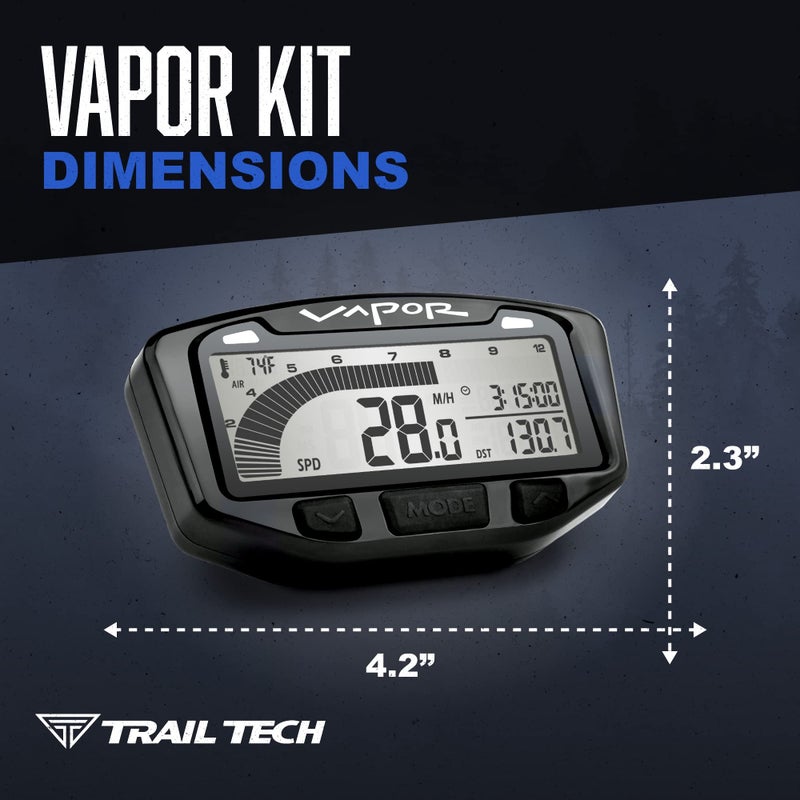 Trail Tech 752-116 Vapor Digital Speedometer Tachometer Gauge Kit, 2000-2019 Honda Yamaha Suzuki CRF DR200 TTR TW XT - Image 5